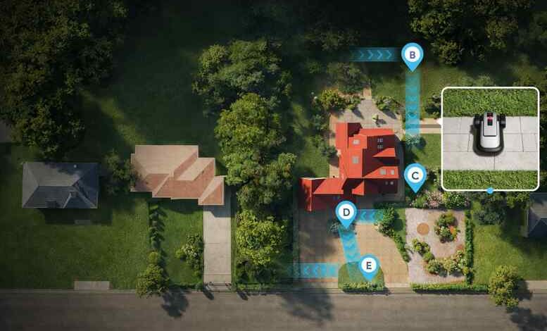 Mähroboter ohne Begrenzungskabel bei schmalen Passagen